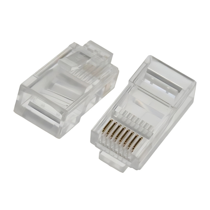 Dwa wtyki typu RJ45 do kabli sieciowych UTP